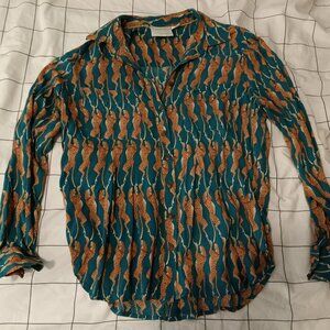Maeve by Anthropologie leopard button up shirt, size 4